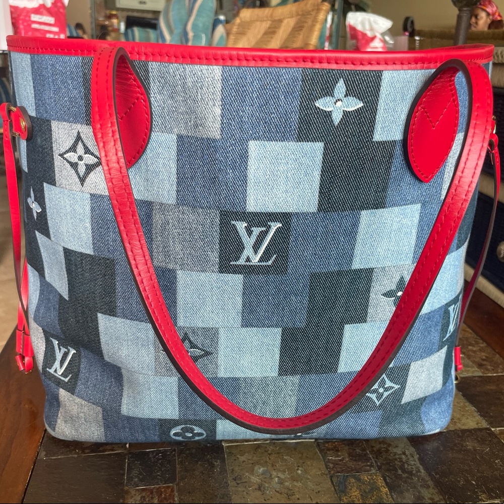 LOUIS VUITTON DENIM MONOGRAM NEVERFULL MM TOTE SPECIAL EDITION